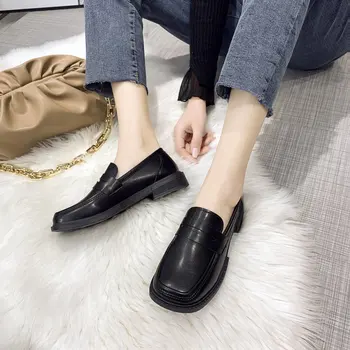 2021 nove modne in elegantne dame nizko peto pure black brown udobno PU dame čevlji ženske čevlje - 