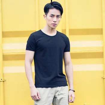 6627 - poletje nova moška kratka sleeved vrat kontrast barvno tiskanje svoboden trend mladih T-shirt - 