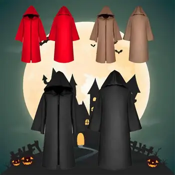 Halloween Kostum Smrti Plašč Barva Hooded Coats Svoboden Dolg Plašč Halloween Cosplay Rekviziti za Odrasle Velikosti S-XL, Smešne Kostume - 