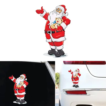 Srčkan Avto Nalepke Santa Steklo Nalepke Odstranljive Božični Okraski, Nalepke 2019 Nova - 