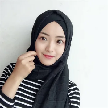 Muslimanski headscarf visoko kakovostnega bombaža vroče vrtanje dolgo hidžab šal muslimanskih arabski moda zaviti šal - 