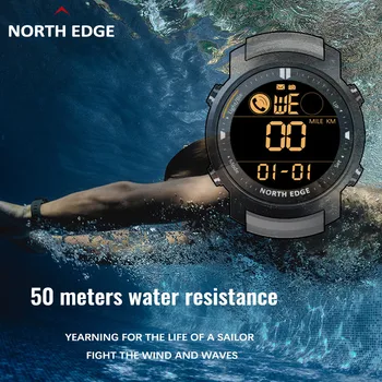 Pametno Gledati Moške Srčnega utripa Nepremočljiva 50 M Plavanje Tekaški Športni Vojaške Pedometer Štoparica Smartwatch Android, IOS - 
