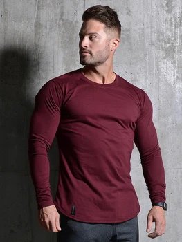 GYMLOCKER moda za Moške dolg rokav t-shirt vrhovi oblačila telovadnic slim barva tee Dihanje Bodybuilding, Fitnes t-shirt moški - 