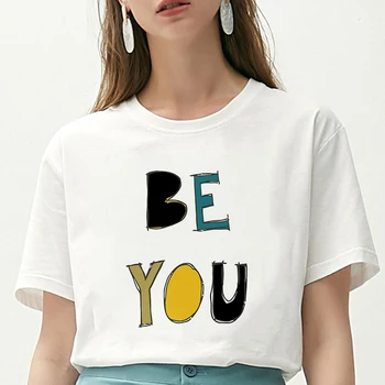 Majica s kratkimi rokavi Ženske ljubim pismo natisnjeno Tshirt poletje 2019 Harajuku Tanke Oddelek T-shirt Kratek Rokav Beli Vrhovi Ženska oblačila - 