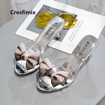 Cresfimix ženske modni udobno pomlad doma sandali, čevlji lady priložnostne lok kravato pregleden sandali sandalias de mujer a3711 - 