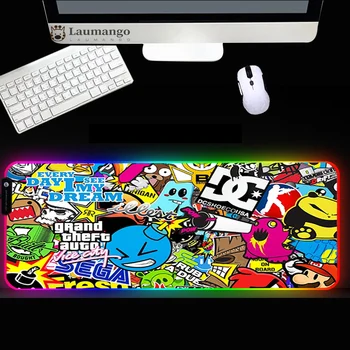 RGB Mousepad Grafiti Design po Meri desk ploščica Računalnika velikosti kawaii gaming pripomočki tapis souris Polnjenje Mouse pad rgb - 