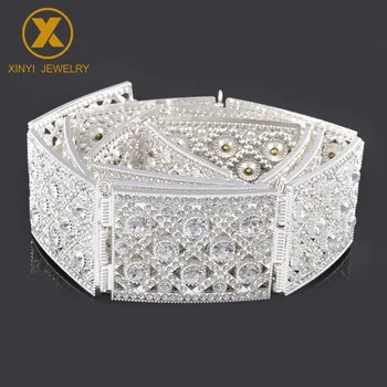 Maroški Kvadratnih Caftan poroko pasu verige, poln kristalno zlata in srebrna Kovinski pas za ženske - 