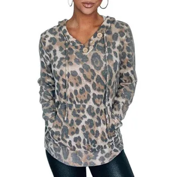 Ženske Hoodies Leopard/Camos/Kača Tiskanja Dolg Rokav Pocket Vrvico Hoodie Vrhovi Kapičastih Pulover Jesen Pomlad Hoodie Ulica#45 - 