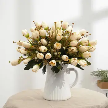 Svileno Krpo Tulipanov Umetno Cvetje Pravi Dotik Flores Artificiais Mini Tulipanov za Božič Doma Vrt Poročna Dekoracija Cvet - 