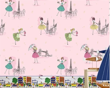 Beibehang ozadje 3d de papel parede infantil Ples dekle, princesa soba pink girl risanka netkane ozadje na debelo - 