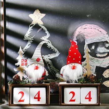 Vroče Prodajo Priljubljenih Novih Borov Les Božič Santa Claus Odštevanje Okraski Božič Kolekcija Holiday Gift Dekoracijo - 
