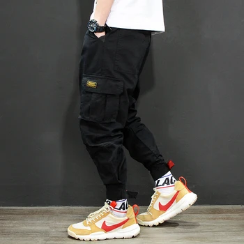 Moda Ulične Moške Jeans Ohlapno Fit Velik Žep Priložnostne Tovora Hlače Črne Vojske Zeleni Japonski Oblikovalec Hip Hop Jogger Hlače Moški - 