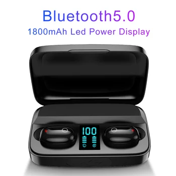 TWS brezžične slušalke Bluetooth 5.0 stereo slušalke LED zaslon HI-fi slušalke nepremočljiva 1800mAh zunanje baterije HD klic - 