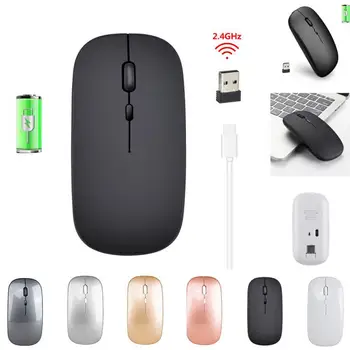 Mini Prenosni 2.4 G Wireless Mouse Ultra Tanek Slim Tiho Izklop Polnjenje 1600DPI Optični Miši z USB Sprejemnik Za Prenosni RAČUNALNIK - 