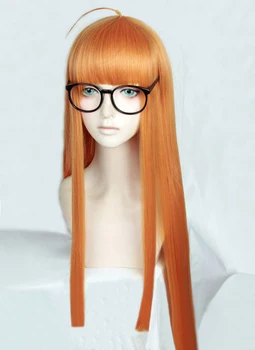 Anime Persona 5 P5 Futaba Sakura Cosplay Lasuljo Ženske Dekle 100 cm Oranžna Dolgo Toplotno Odporen Sintetičnih Las Lasulje + Lasuljo Skp - 