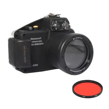 Meikon 40m/130ft Nepremočljiva Podvodni Fotoaparat Ohišje Ohišje za Sony NEX-5N Fotoaparat Z 18-55mm Objektiv,Nepremočljiva Vrečke + Rdeči Filter - 