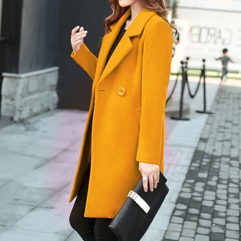 Jeseni in pozimi moda visoke kakovosti velike velikosti žensko jakno v dolg jarek plašč divji temperament imitacije volnene plašč - 