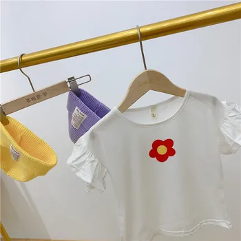 2 3 4 5 6 Letih Malčka Dekle T-srajce Moda Cvet Kratek Sleeve Majica za Dekle, Otroci, Oblačila, 2020 Poletje Otroci Tshirts Vrhovi - 