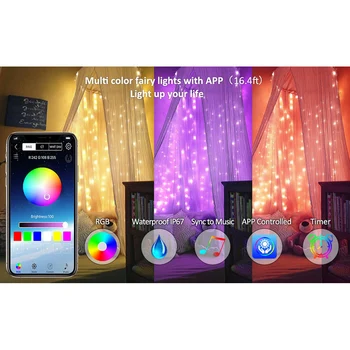 LED Christmas Tree Okraski Svetlobe Smart Bluetooth Osebno 10M Niz Svetilka Meri App Remote Control Luči Dropship - 