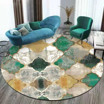 Retro Evropske tekoč rumeno Maroški geometrijo dnevna soba, spalnica košarico stol krog mat preprogo - 