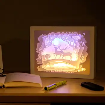 Papir Carving Lučka Ustvarjalnih Namiznih Knjiga Lučka Romantične Svetlobe Postelja Mehka Svetloba Tabela Dekoracijo Noč Svetlobe - 