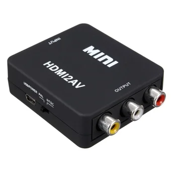 MINI HDMI, da 3RCA Composite CVBS Video AV Pretvornik Napajalnik TV VHS VCR DVD Črna - 