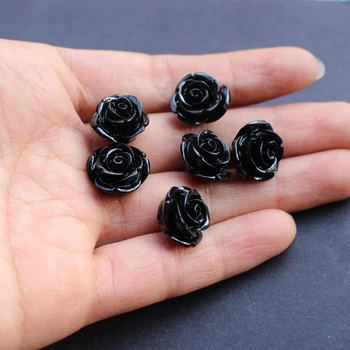 (10 Kosov/veliko) 12 mm 15 mm Črna barva Umetnega Koralni Rose Chrysoprase Koralni cvet za Nakit, izdelava - 