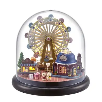 3D Lesene Lutke Ročno Ferris Wheel DIY Lutka Hiša Miniaturni Pohištvo Model Stavbe Igrače Za Otroke Darilo za Rojstni dan Casa - 