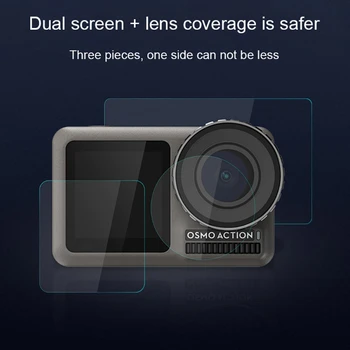 3PCS/1Set Kaljeno Steklo Zaščitni Zaslon Film Za DJI OSMO AKCIJI Objektiv Film za DJI OSMO Športne delovanje Fotoaparata - 