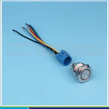 SET122 Vroče prodajo 22 mm RGB tri-barvni obroček-osvetljeni nepremočljiva pre-žično pritisni gumb stikalo - 
