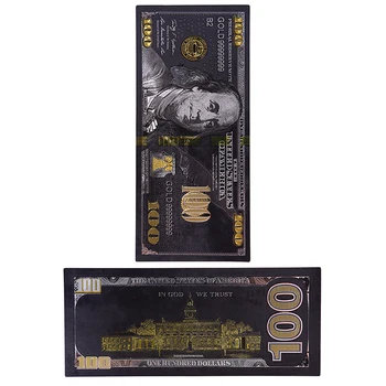 Starinsko Črno Zlato Folijo 100 USD Valuti Spominski Dolarjev Bankovcev Dekor - 