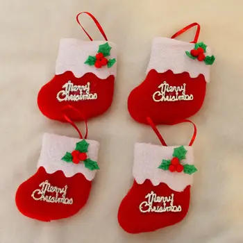 2PCS 8*8 cm Mini Christams Nogavice Novo Leto Candy Bag Naselitve Visi Božično Drevo Okraski za Dom navidad Ornament - 