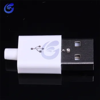 10PCS Moški Priključek USB Komplet 5P 5pin USB 2.0 Tip Vtiča A DIY Deli z Belo Plastični Pokrov - 