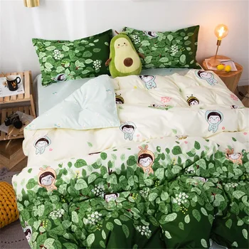 Posteljni set 5 velikost zelenih listov posteljnina nabor rjuhe kritje nastavite korejski posteljo stanja +rjuhe kritje +prevleke roza postelja kritje posteljnina nabor - 