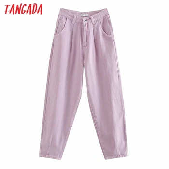 Tangada ženske violet Elegantna mama jeans hlače 2020 nov prihod dolge hlače žepi zadrgo svoboden priložnostne ženskega jeansa hlače 4M108 - 