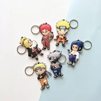 1PCS Risani Lik Stripi Naruto Ključnih Verige PVC Anime Slika 3D Dvojni Stranski Key Ring Keychain Otrok Igrača Ključa Imetnika Trinket Darilo - 