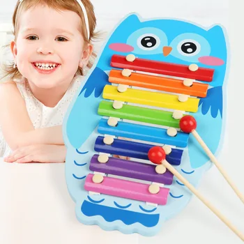 Lesene Music Box Otrok Igračo Klavir Tolkala Instrument za Dojenčke Baby Izobraževalne Igrače Funt Glasbena Igrača Xylophone za Otroke - 