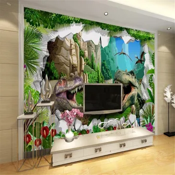 Milofi ozadje po meri steno pokrivna zidana starih otrok dinozaver era 3D stereo TV, kavč restavracija v ozadju stene - 