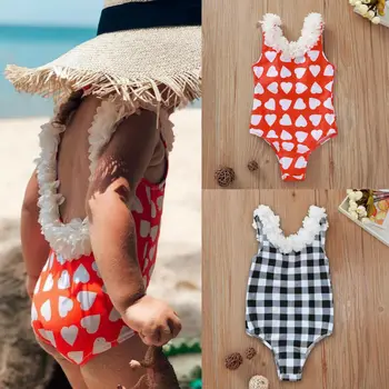 Za malčke Baby Fant Dekle Čipke Cvet Kopalke Bikini Kopalke enodelne Plažo 1-5Years - 