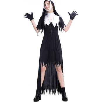 Strašno Demon Nuna Kostum Cosplay Za Ženske Halloween Kostum Za Odrasle Karneval Stranka Obleko Gor Obleka Obleka - 
