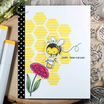 Honey Bee Baznega Tabora Medu Bujne Elegantno Cvet Jagodni Listi Vesel Besedo Pregledna, Jasno Znamk Za DIY Scrapbooking Nove Kartice - 