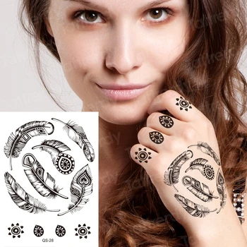 Črno Kano Začasne Tetovaže Mandala Cvet Strani Body Art Risanje Wasit Tetovaže Papir Za Odrasle Vodo Neprepustnimi Realne Nalepka - 