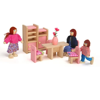 Lutke Družine Sklop Simulacije Pohištvo, Igrače, Igralne Hiše Mini Lesene Otrok Prenosni Interaktivni Predstavi - 