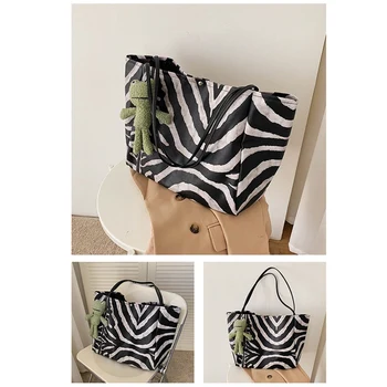 Moda Luksuzni Zebra Vzorec Tote Vrečko PU Usnja ženski Torbici Prosti čas, Velike Zmogljivosti, Ramenski Messenger Bag - 