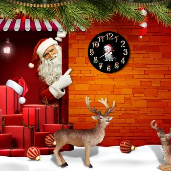 Vesel Božič Pitbull Pes Pasme Stenske Ure Počitnice Kuža Pitmas Moderne Stenske Watch Pit Bull Božični Dekor Darilo Za Pes Ljubimec - 