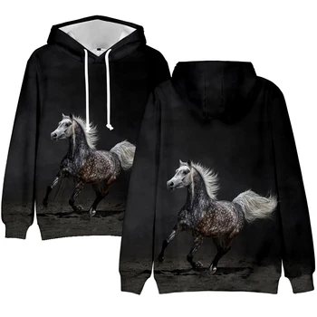 Teči Konj 3D Tiskanja Hoodies Moški ženske Ulične Equus caballus Hoodie Equus Sweatshirts Samorog Puloverju toplo Outwear vrhovi - 