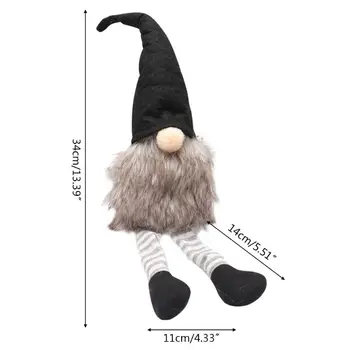 Ročno izdelane Božično Brezosebna Lutka Dekoracijo Črni Klobuk švedski Gnome Tomte Igrača B85C - 