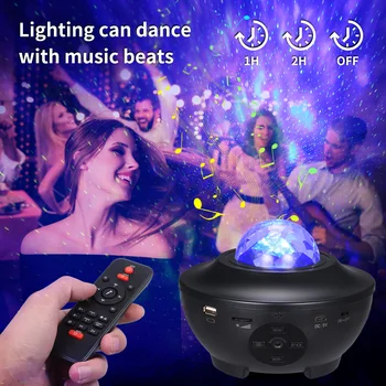 USB LED Star Noč Lahka Glasba Zvezdnato Vodni Val LED Projektor Svetlo Modra-zob Projektor Zvok-Vključi Projektor Svetlobe Dekor - 