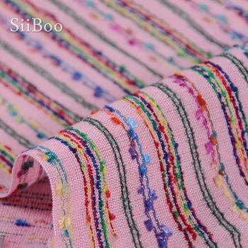 2018 Novo modno pomlad mavrica prugasta tkanje tkanine za obleko jarek plašč, hlače, roza fabrc telas tecidos stoffen tissu SP5510 - 