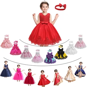 Čipke Princesa Božič Dekle Obleko Rojstni Oblačila Otrok Elegantne Poroka Rdeči Cvet Obleke Otroci Pozimi Maturantski Kostum - 